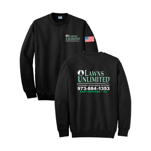 Lawns Unlimited® Crewneck Sweatshirt / Black w/US Flag